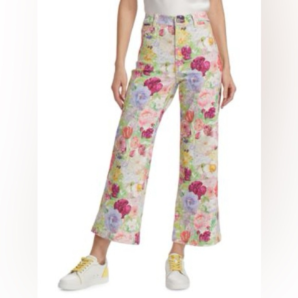 Alice + Olivia floral coin pocket cropped jean NWOT